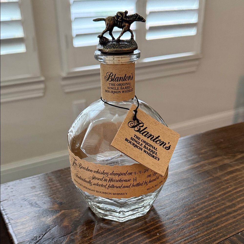 Single Barrel Bourbon Whiskey Bottle with Horse Stopper - Letter N:
